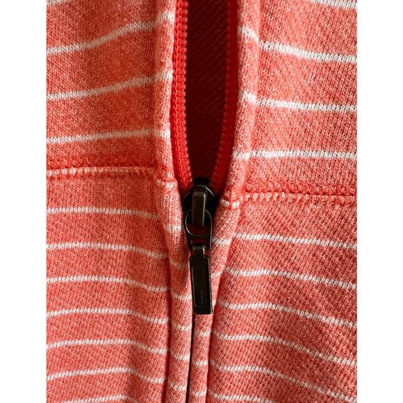 L.L. Bean Women's Full Zip Up Hoodie Womens Sz S Striped Coral, Sweaterweather - Picture 3 of 6